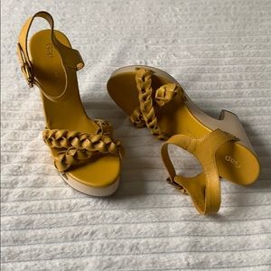 Yellow Wooden Platform Heels